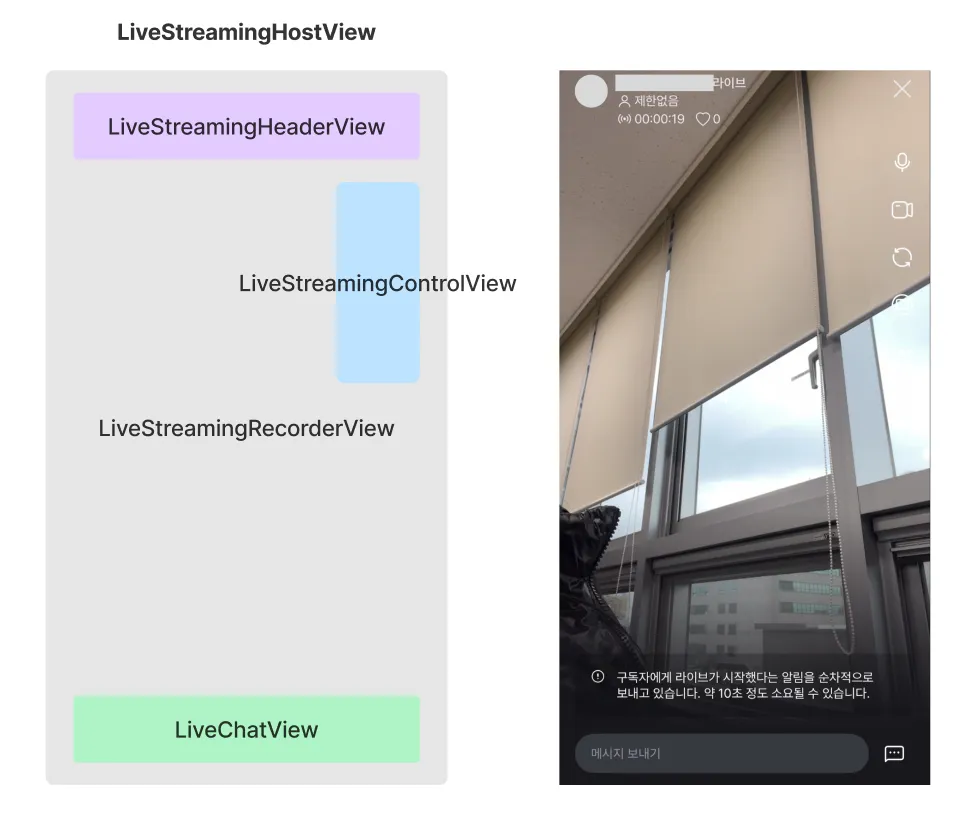 라이브 스트리밍 화면 구조